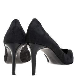 Versace Black Signature Canvas Pointed Toe Pumps Size 40