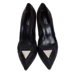 Versace Black Signature Canvas Pointed Toe Pumps Size 40