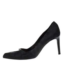 Versace Black Signature Canvas Pointed Toe Pumps Size 40