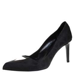 Versace Black Signature Canvas Pointed Toe Pumps Size 40