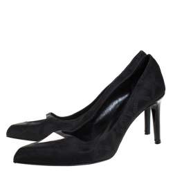 Versace Black Signature Canvas Pointed Toe Pumps Size 40