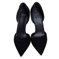 Pre Owned Versace Black Suede Leather Medusa Heel Pointed Toe Pumps Size 39