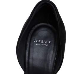 Pre Owned Versace Black Suede Leather Medusa Heel Pointed Toe Pumps Size 39