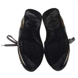 Pre Owned Versace Multicolor Mesh, Leather And Suede Medusa Logo Low Top Sneaker Size 42