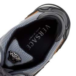 Pre Owned Versace Multicolor Mesh, Leather And Suede Medusa Logo Low Top Sneaker Size 42