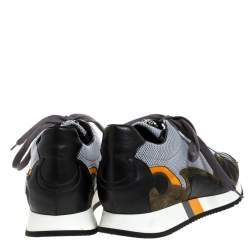 Pre Owned Versace Multicolor Mesh, Leather And Suede Medusa Logo Low Top Sneaker Size 42