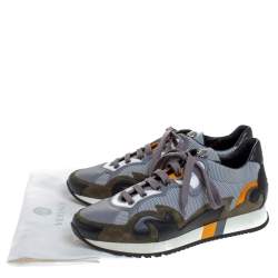 Pre Owned Versace Multicolor Mesh, Leather And Suede Medusa Logo Low Top Sneaker Size 42