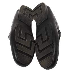 Versace Black Leather Medusa Detail Slip On Loafers Size 40