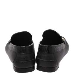 Versace Black Leather Medusa Detail Slip On Loafers Size 40