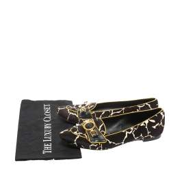 Versace Brown/White Leopard Print Calfhair and Leather Flats Size 39.5       