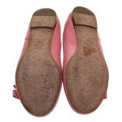 Versace Pink Perforated Leather Bow Embellishment Ballet Flats Size 38