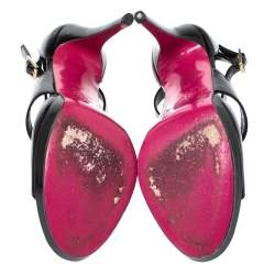 Pre Owned Versace Black Patent Leather Caged Ankle Strap Sandals Size 38