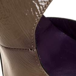 Versace Brown Patent Leather Half D'Orsay Ankle Strap Pumps Size 34.5