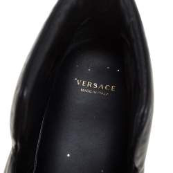 Pre Owned Versace Black Leather Palazzo Medusa High Top Sneakers Size 37