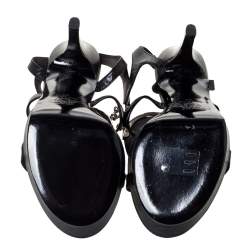 مملوكة مسبقًا Versace Black Leather Medusa Strappy Ankle Strap Sandals size 39