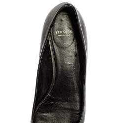 Pre Owned Versace Black Leather Medusa Ballet Flats Size 40