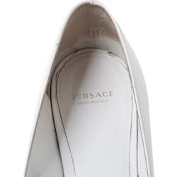 Pre Owned Versace White Leather Medusa Pointed Toe Ballet Flats Size 38