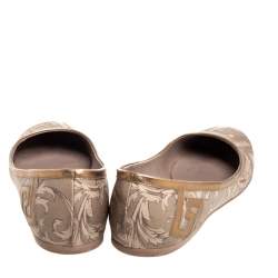Pre Owned Versace Gold/Brown Leather Ballet Flats Size 39