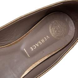 Pre Owned Versace Gold/Brown Leather Ballet Flats Size 39