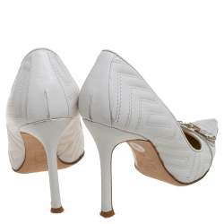 مملوكة مسبقًا Versace White Leather Pointed Toe Pumps Size 38