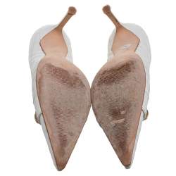 مملوكة مسبقًا Versace White Leather Pointed Toe Pumps Size 38