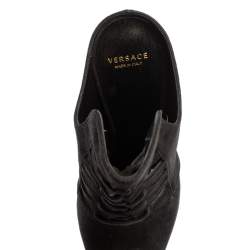 Pre Owned Versace Black Suede Cutout Pointed Toe Mules Size 38