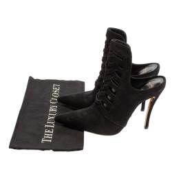 Pre Owned Versace Black Suede Cutout Pointed Toe Mules Size 38