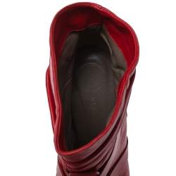 Pre Owned Versace Red  Leather Slip On Ankle Boots Size 39