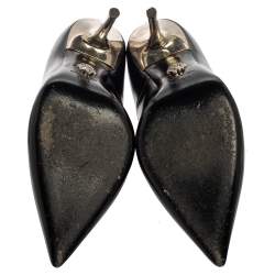Pre Owned Versace Black Leather Pointed Toe Pumps Size 35.5