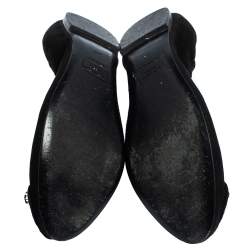 Pre Owned Versace Black Suede Embellished Scrunch Ballet Flats Size 36