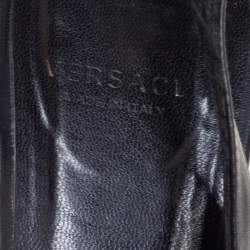 Pre Owned Versace Black Leather Palazzo Medusa Slingback Pumps Size 37.5