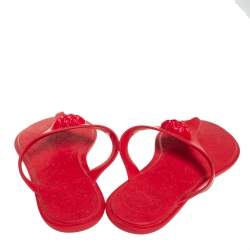 Pre Owned Versace Red Rubber Medusa Thong Flat Sandals Size 39