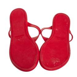 Pre Owned Versace Red Rubber Medusa Thong Flat Sandals Size 39