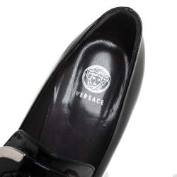 Pre Owned Versace Black Patent Leather Medusa Pointed Toe Pumps Size 38