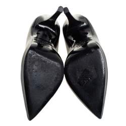 Pre Owned Versace Black Patent Leather Medusa Pointed Toe Pumps Size 38