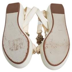 Versace White Patent Leather Chain Ankle Strap Sandals Size 39.5