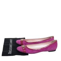 Versace Purple Suede And Patent Leather Ballerina Flats Size 40