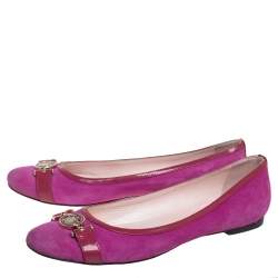 Versace Purple Suede And Patent Leather Ballerina Flats Size 40