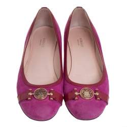 Versace Purple Suede And Patent Leather Ballerina Flats Size 40