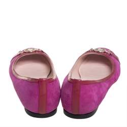 Versace Purple Suede And Patent Leather Ballerina Flats Size 40