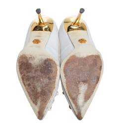 Pre Owned Versace White Leather Palazzo Pointed Toe Pumps Size 36