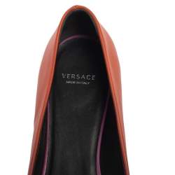 Pre Owned Versace Purple/Orange Leather Medusa Pointed Toe Ballet Flats Size 38