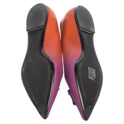 Pre Owned Versace Purple/Orange Leather Medusa Pointed Toe Ballet Flats Size 38