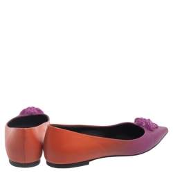 Pre Owned Versace Purple/Orange Leather Medusa Pointed Toe Ballet Flats Size 38