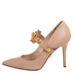 Pre Owned حذاء كعب عالي فيرساتشي ماري جان مزخرف ميدوسا جلد بيد مقاس 37