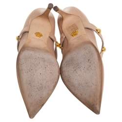 Pre Owned حذاء كعب عالي فيرساتشي ماري جان مزخرف ميدوسا جلد بيد مقاس 37