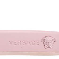 Pre Owned Versace Pink Rubber Medusa Flat Slides Size 39