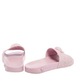 Pre Owned Versace Pink Rubber Medusa Flat Slides Size 39