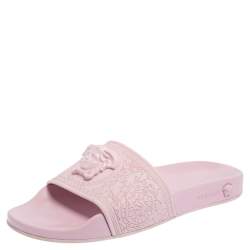 Versace Pink Rubber Medusa Flat Slides Size 39 Versace