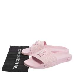 Pre Owned Versace Pink Rubber Medusa Flat Slides Size 39